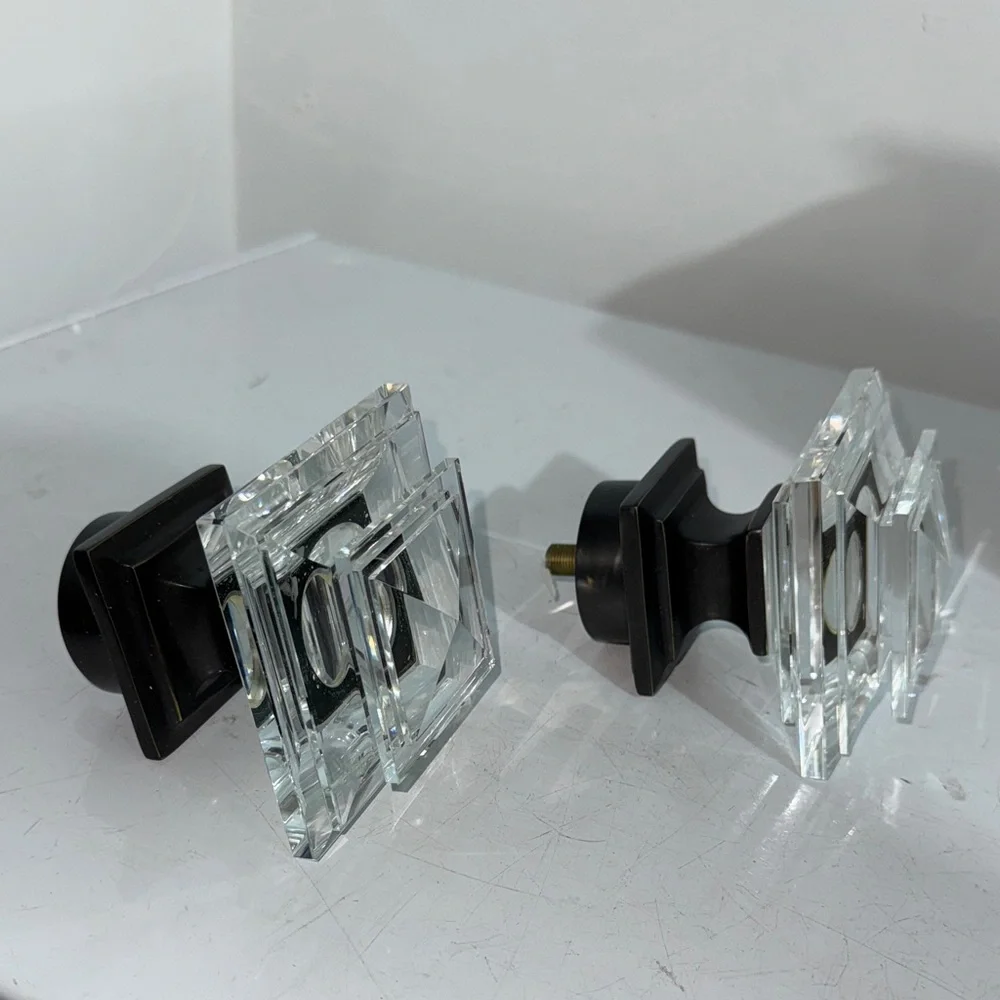 NEW Restoration Hardware Estate Crystal Square Curtain Finials Pair
